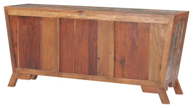 Marina Del Rey Recycled Teak Wood Cone Shaped Linen Cabinet, 72Wx33H ... intended for Marina Del Rey Recycled Teak Wood Linen Cabinet