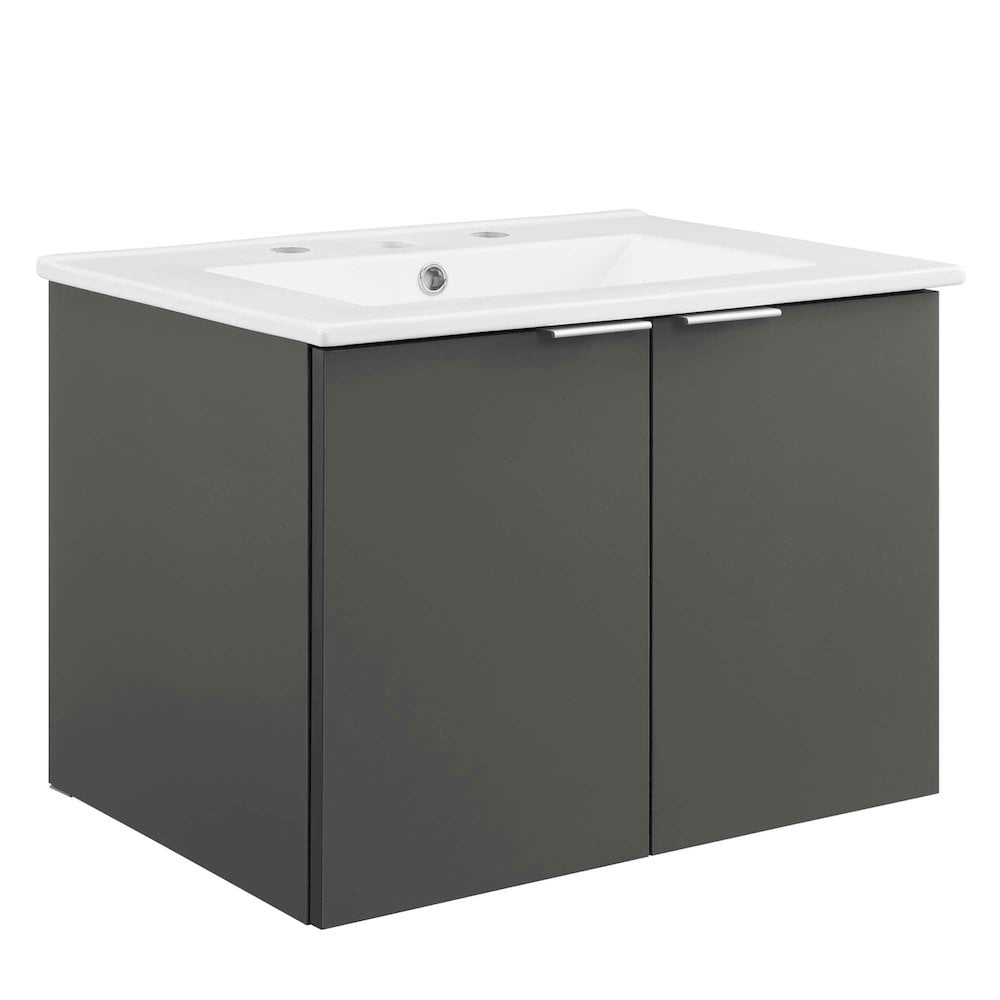 "Maybelle 24"" Wall-Mount Bathroom Vanity-Eei-5379, Modern Restroom ... with Design Tips for Small Spaces with Wall-Mount Vanities
