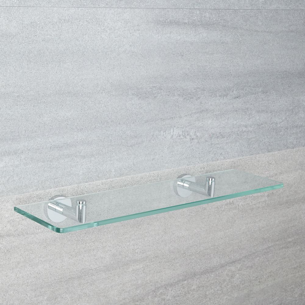 Milano Mirage - Modern Chrome Glass Bathroom Shelf inside Villa Bathroom Glass Shelf Polished Chrome
