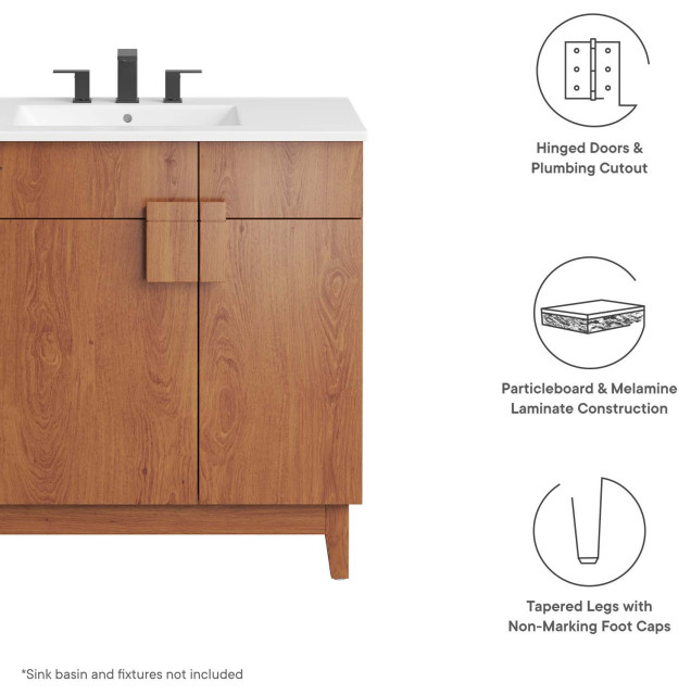 Miles 36" Bathroom Vanity Cabinet (Sink Basin Not Included) - Walnut ... with regard to Choosing the Right Material for Your Bathroom Furniture