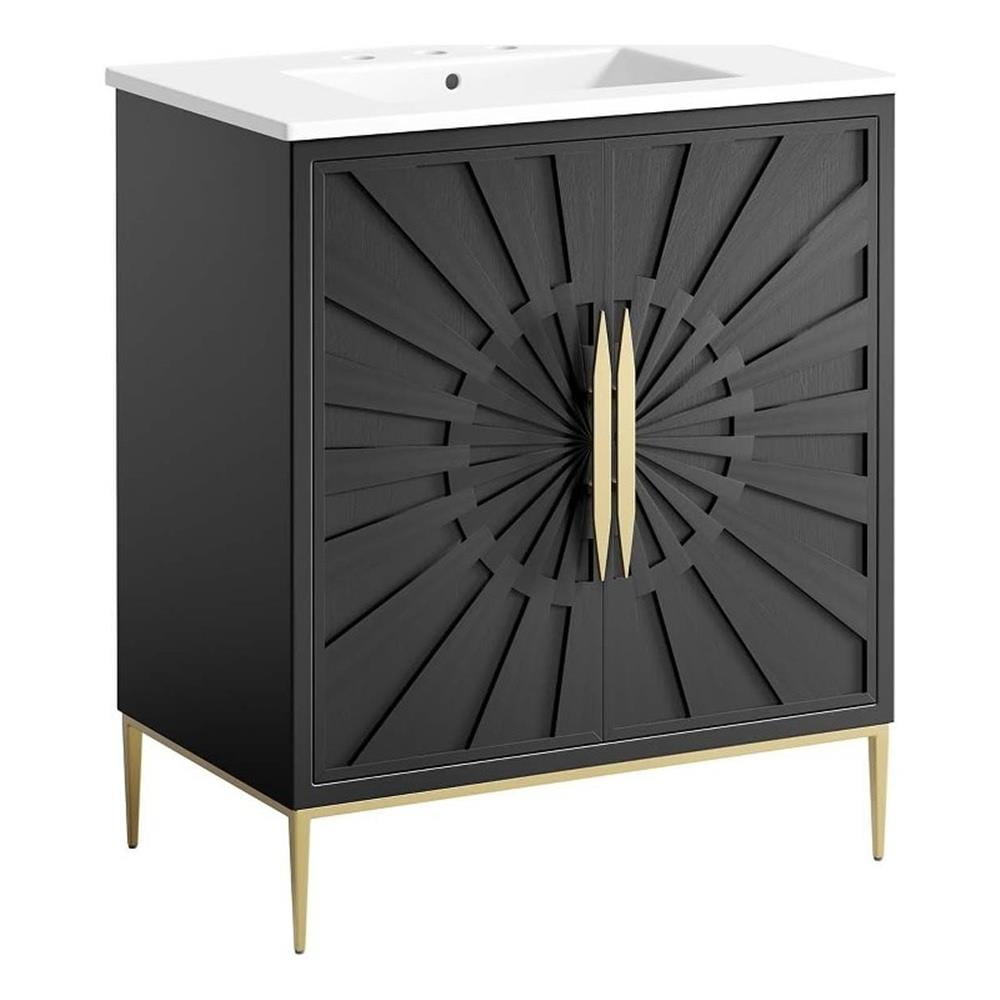 Modway Awaken 30" Bathroom Vanity In White Black - Walmart.com inside Awaken 30 Bathroom Vanity