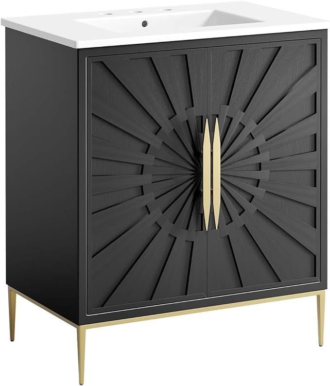 Modway Awaken Bathroom Vanity Cabinet, 30", White Black | Bathroom ... with regard to Real User Experiences With the Awaken 30 Bathroom Vanity