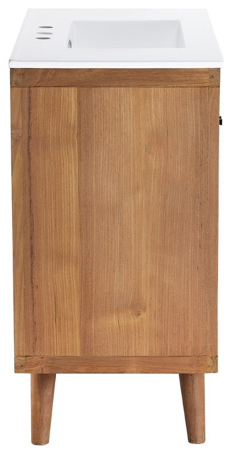 Modway Birdie 36" Modern Teak Wood Bathroom Vanity In Natural/White ... with regard to Birdie 36" Teak Wood Bathroom Vanity Cabinet (Sink Basin Not Included) - Natural