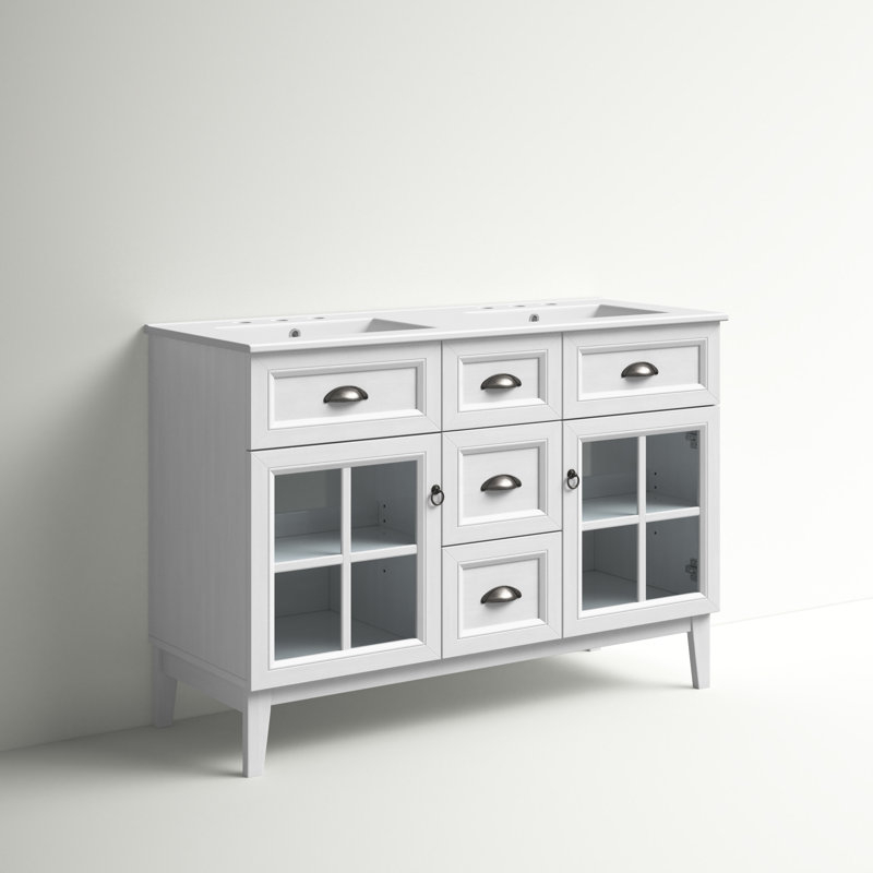Modway Isle 48" Double Bathroom Vanity Cabinet & Reviews | Wayfair with Isle 48" Double Bathroom Vanity Cabinet White White
