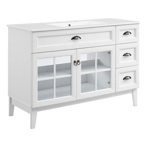 Modway Isle 48" Modern Wood Single Sink Bathroom Vanity Cabinet In ... with regard to Design Tips for Installing a Double Vanity in Your Home Bathroom