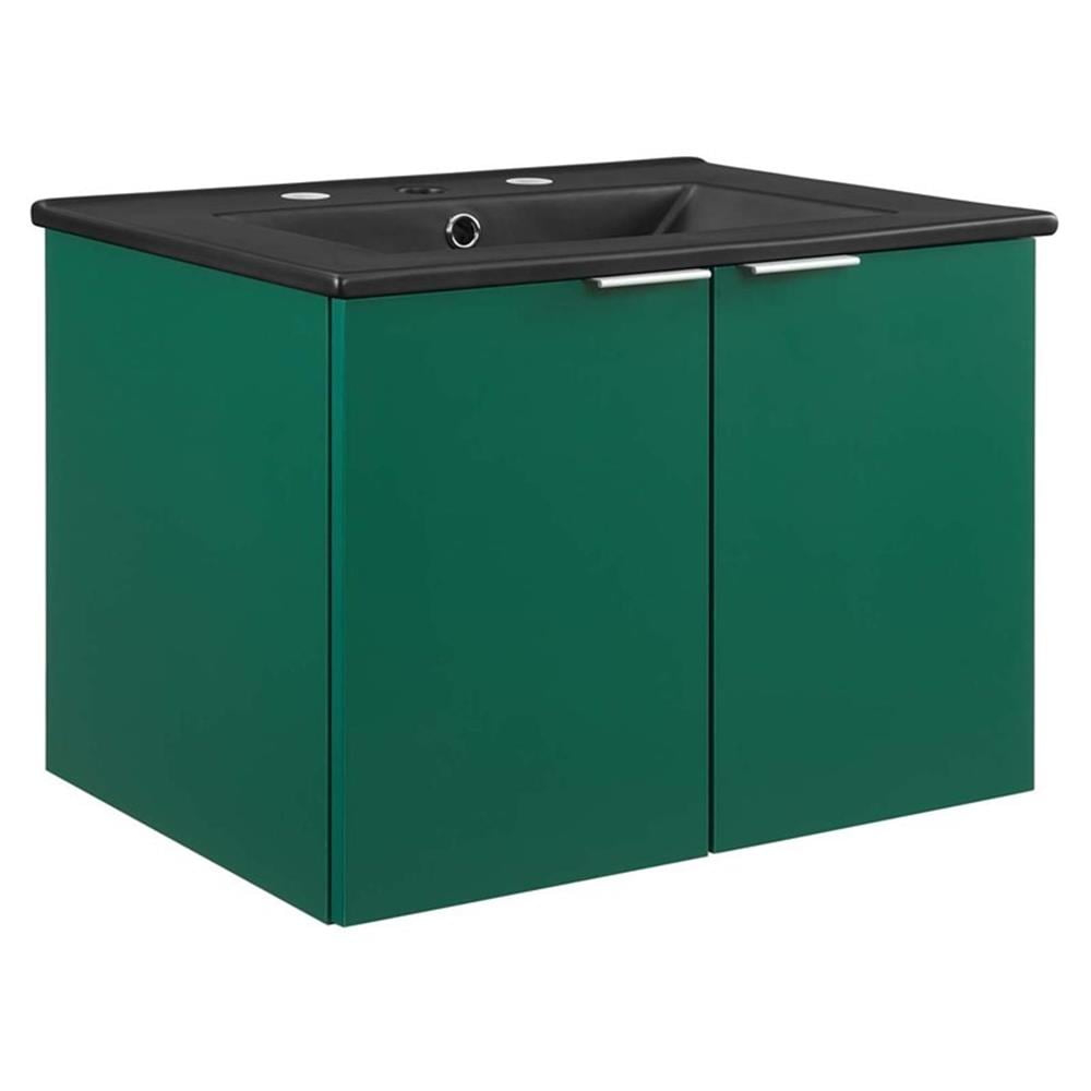 Modway Maybelle 24" Wall-Mount Bathroom Vanity In Green Black - Walmart.com in Maybelle 24" Wall-Mount Bathroom Vanity Green Black