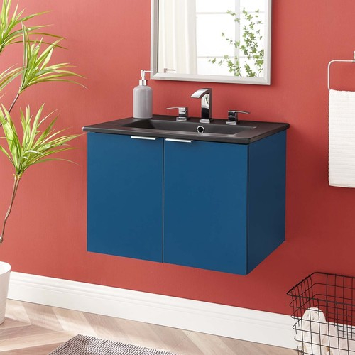 Modway Maybelle 24" Wall-Mount Bathroom Vanity Navy Black -Eei-5370-Nav ... regarding Maybelle 24" Wall-Mount Bathroom Vanity Green Black