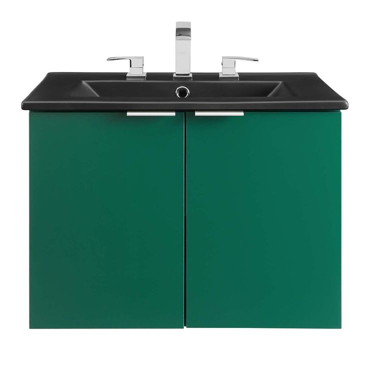 Modway Maybelle Wall Green Ii Vanity Eei-5370-Grn-Blk | Comfyco ... pertaining to Design Tips for Small Spaces with Wall-Mount Vanities