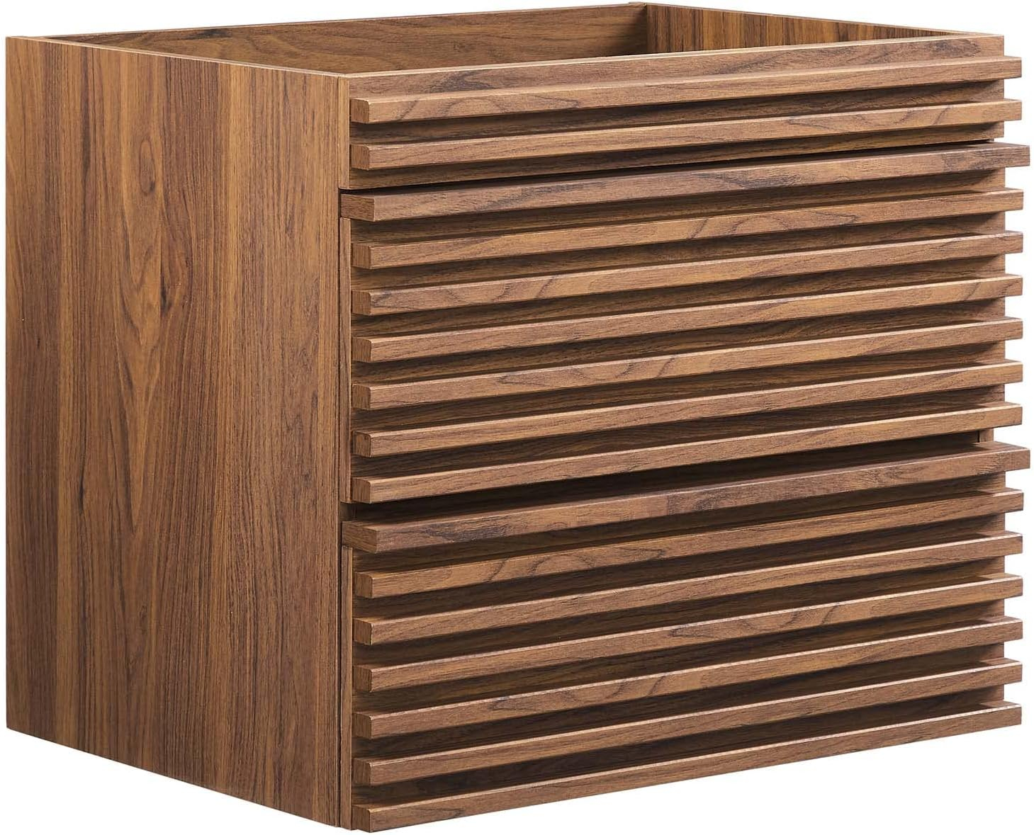 Modway Render 24" Wall-Mount Bathroom Vanity Cabinet In Walnut - Sink ... regarding Render 24 Wall-Mount Bathroom Vanity Cabinet (Sink Basin Not Included)