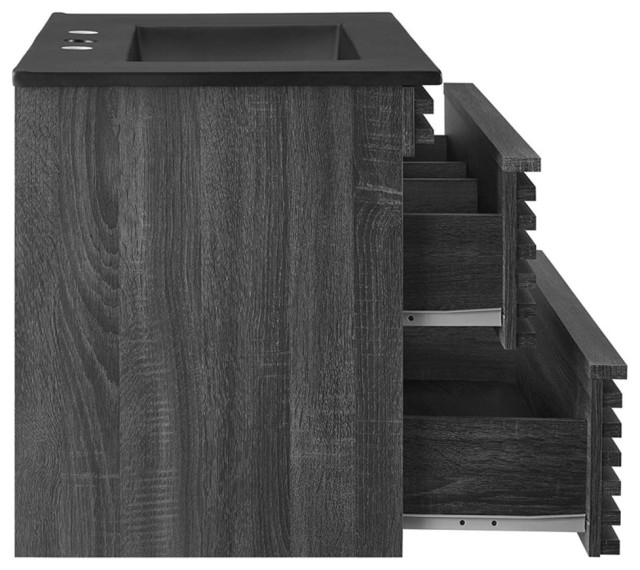 Modway Render 30" Mdf Wood Wall-Mount Bathroom Vanity In Charcoal/Black ... with regard to Render 30" Bathroom Vanity Cabinet, Charcoal