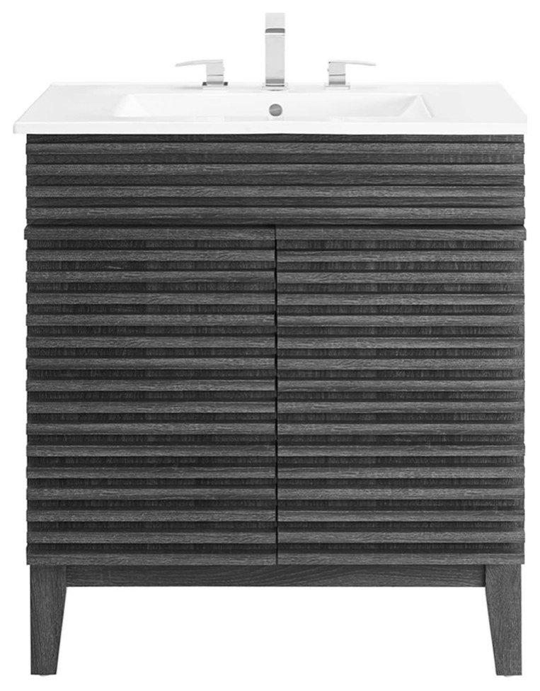 Modway Render 30" Particleboard Bathroom Vanity Cabinet In Charcoal ... regarding Render 30" Bathroom Vanity Cabinet, Charcoal