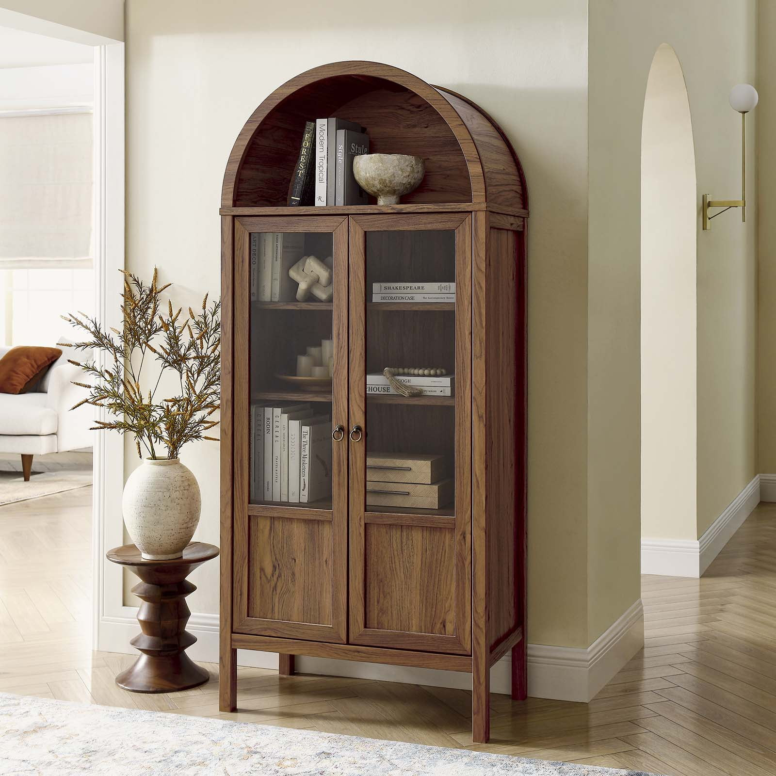 Modway Tessa Living Room Wooden Storage Display Cabinet With Shelves ... intended for How Toledo's 12 Inch Storage Cabinets Enhance Bathroom and Living Room Organization
