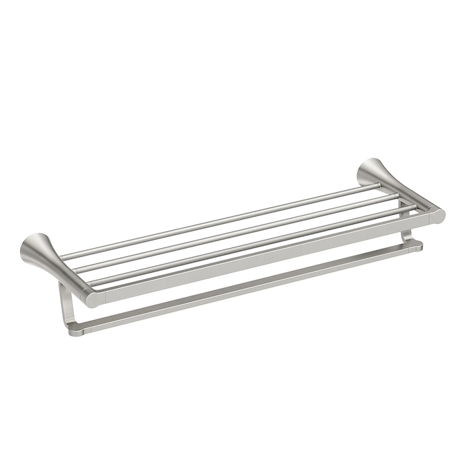Moen Mikah 24-In Brushed Nickel Metal Bathroom Towel Shelf Y0794Bn | Rona within Designing with elegance: exploring the Moen Lounge 24 inch glass vanity shelf
