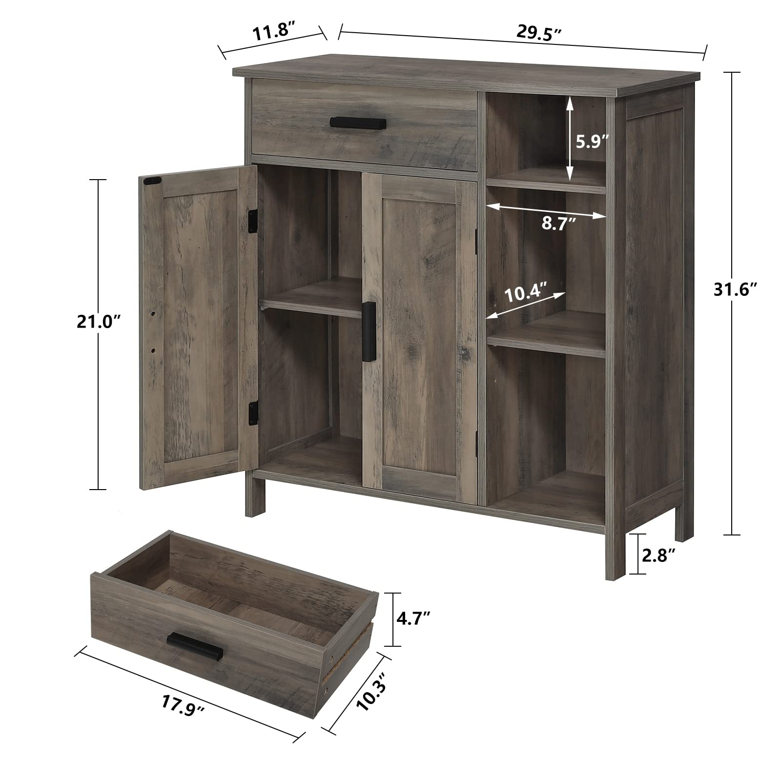 Mua Weenfon Storage Cabinet, Coffee Bar Cabinet With Drawer, Bathroom ... inside Toledo Storage Cabinet For Bathroom And Living Room, Dark Walnut, 12 In
