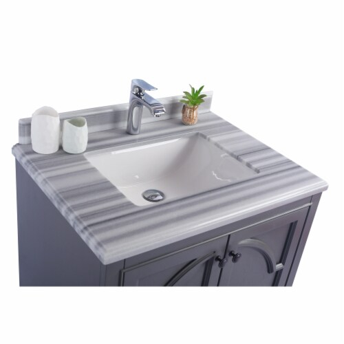 Odyssey - 30 - Maple Grey Cabinet + White Stripes Marble Countertop, 1 ... intended for Odyssey, 30" Maple Gray Cabinet
