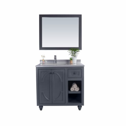 Odyssey - 36 - Maple Grey Cabinet + White Stripes Marble Countertop, 1 ... regarding Real User Experiences with Odyssey 30 inch Maple Gray Cabinet Solutions