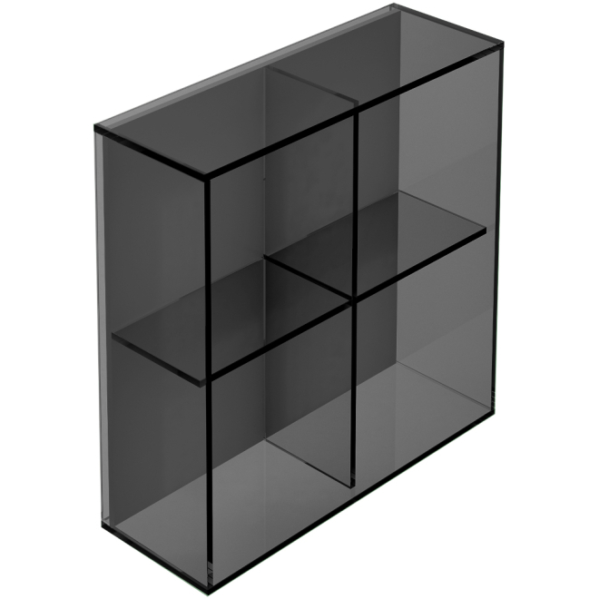 Origins Living Pier Black Smoked Glass 4 Box Square Bathroom Shelf with Black Smoke Glass Floating Shelf