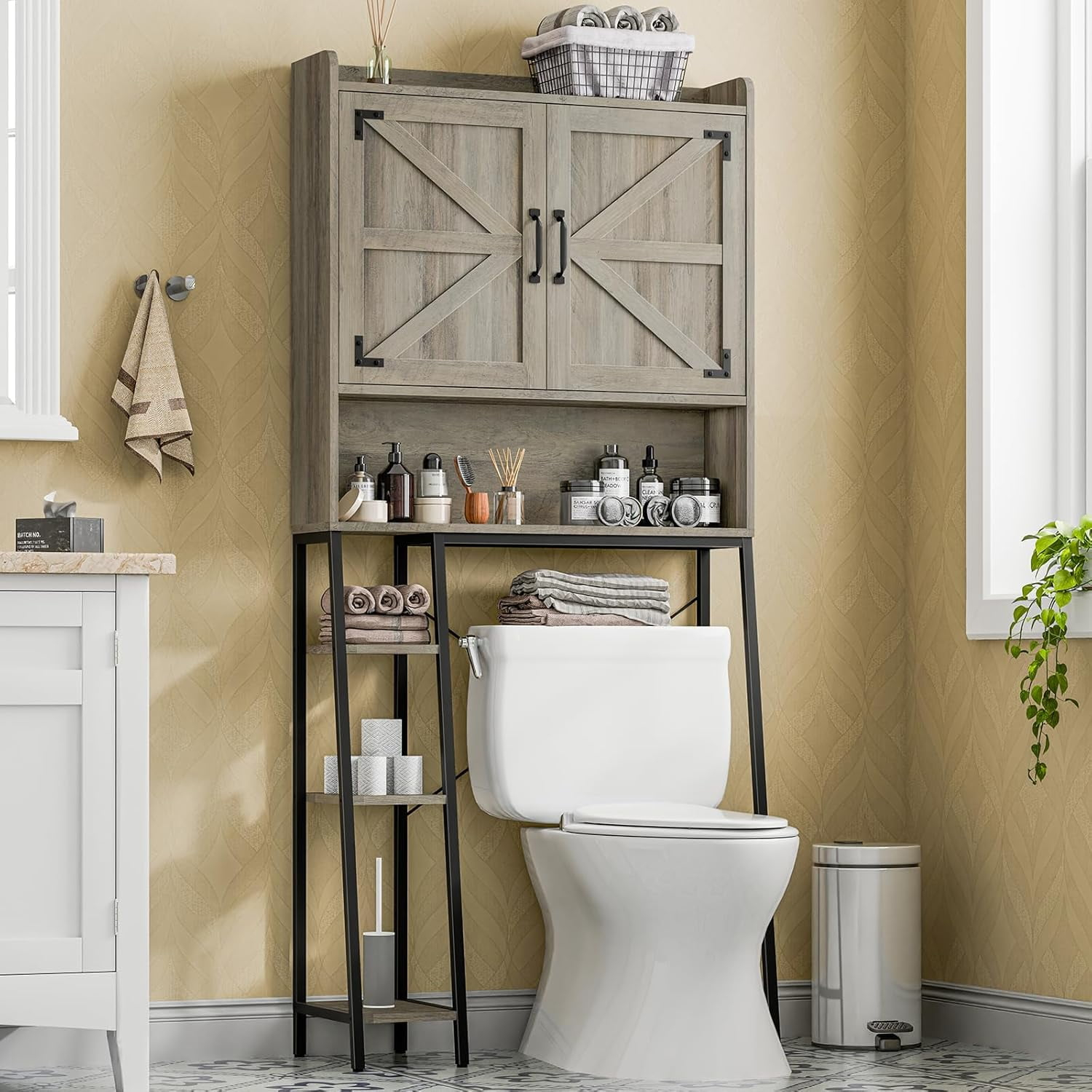 Over The Toilet Storage Cabinet, Farmhouse Storage Cabinet Over Toilet ... intended for Dune Farmhouse Over The Toilet Bathroom Storage Cabinet, White