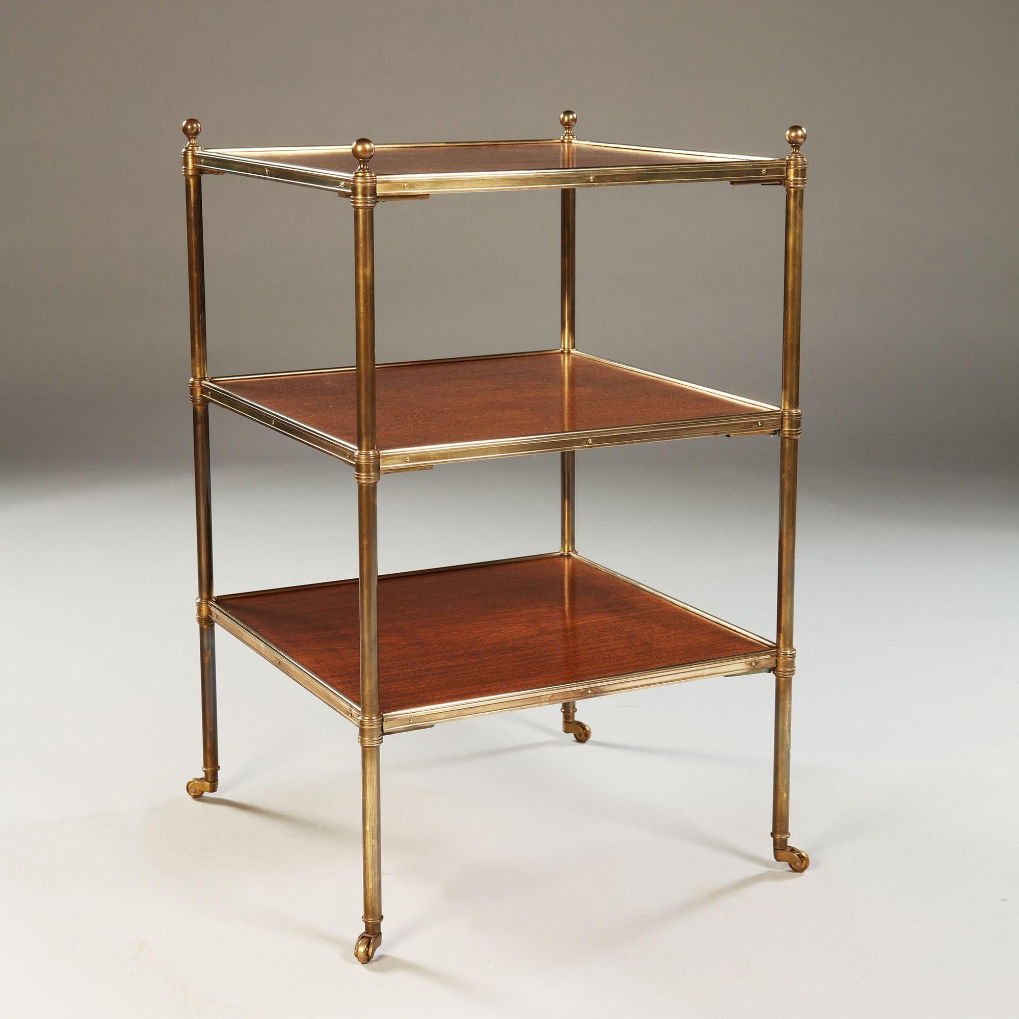 Pair Of Early 20Th Century Mahogany And Brass Three-Tier Étagère Or ... with regard to Creating Visual Interest with Three Tier Etagere Displays