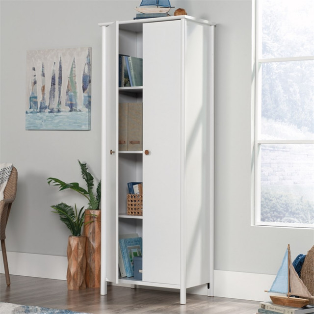 Pemberly Row Engineered Wood Storage Cabinet In White Finish ... intended for Material selection guide for choosing the right storage cabinet finish