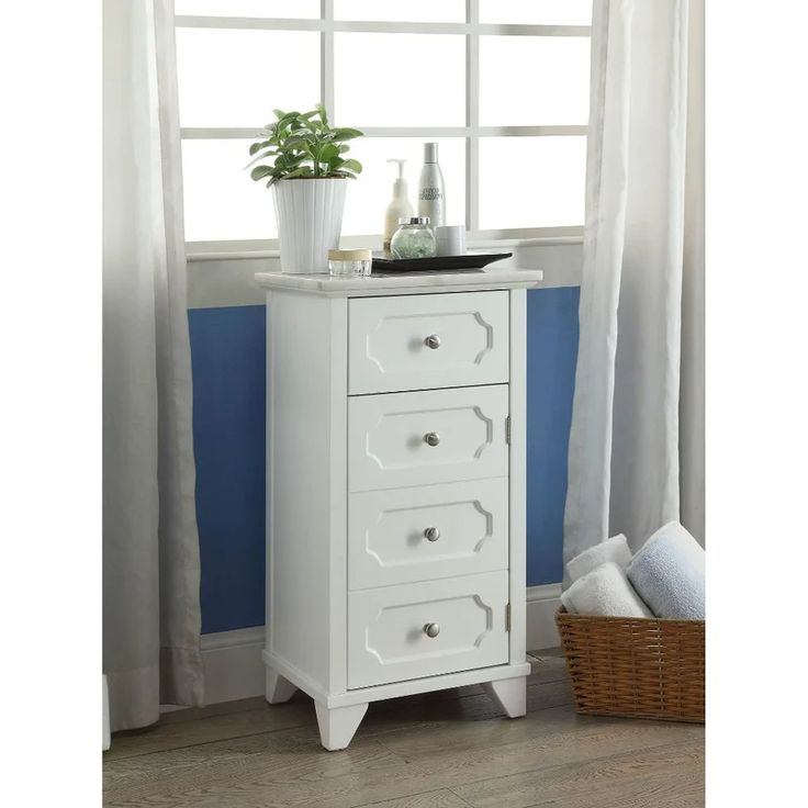 Rebrilliant Shakeia Accent Cabinet | Wayfair within Acadian 32.1" H X 18.1" W Four Drawer Floor Storage Bath Cabinet In Pure White