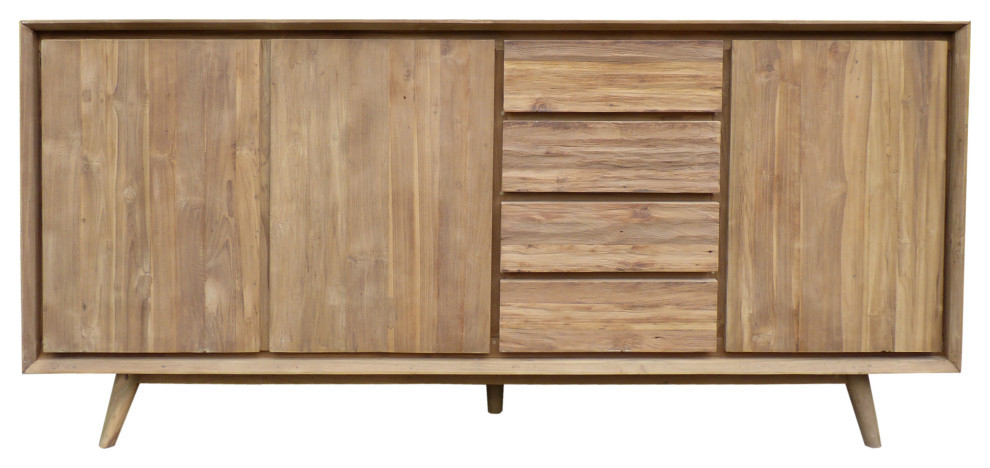Recycled Teak Wood Gizos Bathroom Linen Cabinet With 3 Doors/4 Drawers ... with Recycled Teak Wood Gizos Bathroom Linen Cabinet