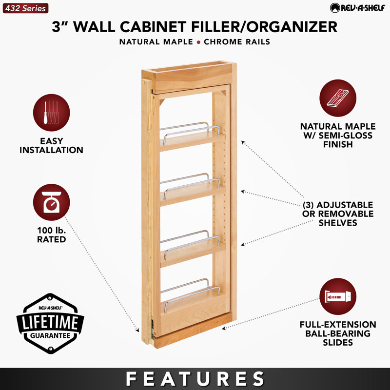 Rev-A-Shelf Wood Tall Filler Pull Out Organizer For New Kitchen ... within Expert Tips for Selecting and Installing Wood Vanity Base Filler Pull Out Organizers in Modern Cabinetry