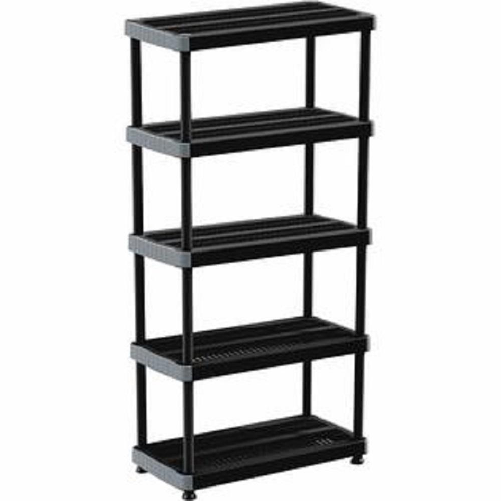 Rimax Black 5-Tier Plastic Garage Storage Shelving Unit (36 In. W X 75 ... for Understanding the Lomax 5 Tier Storage Shelf Unit Black for Optimal Organization