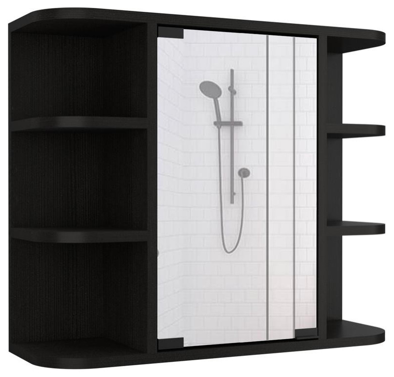 Roma Mirrored Medicine Cabinet Black Wengue - Contemporary - Bathroom ... inside Exploring the Cultural Significance of Black Wengue in Roma Healing Practices