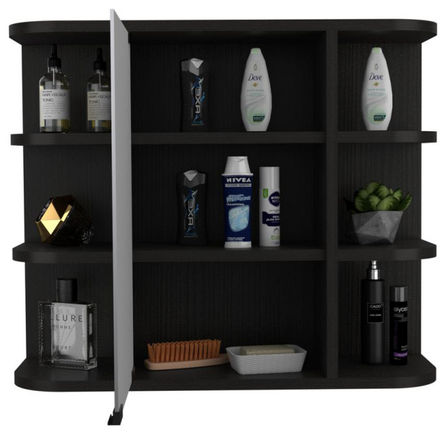 Roma Mirrored Medicine Cabinet Black Wengue - Contemporary - Bathroom ... with regard to Roma Mirrored Medicine Cabinet Black Wengue