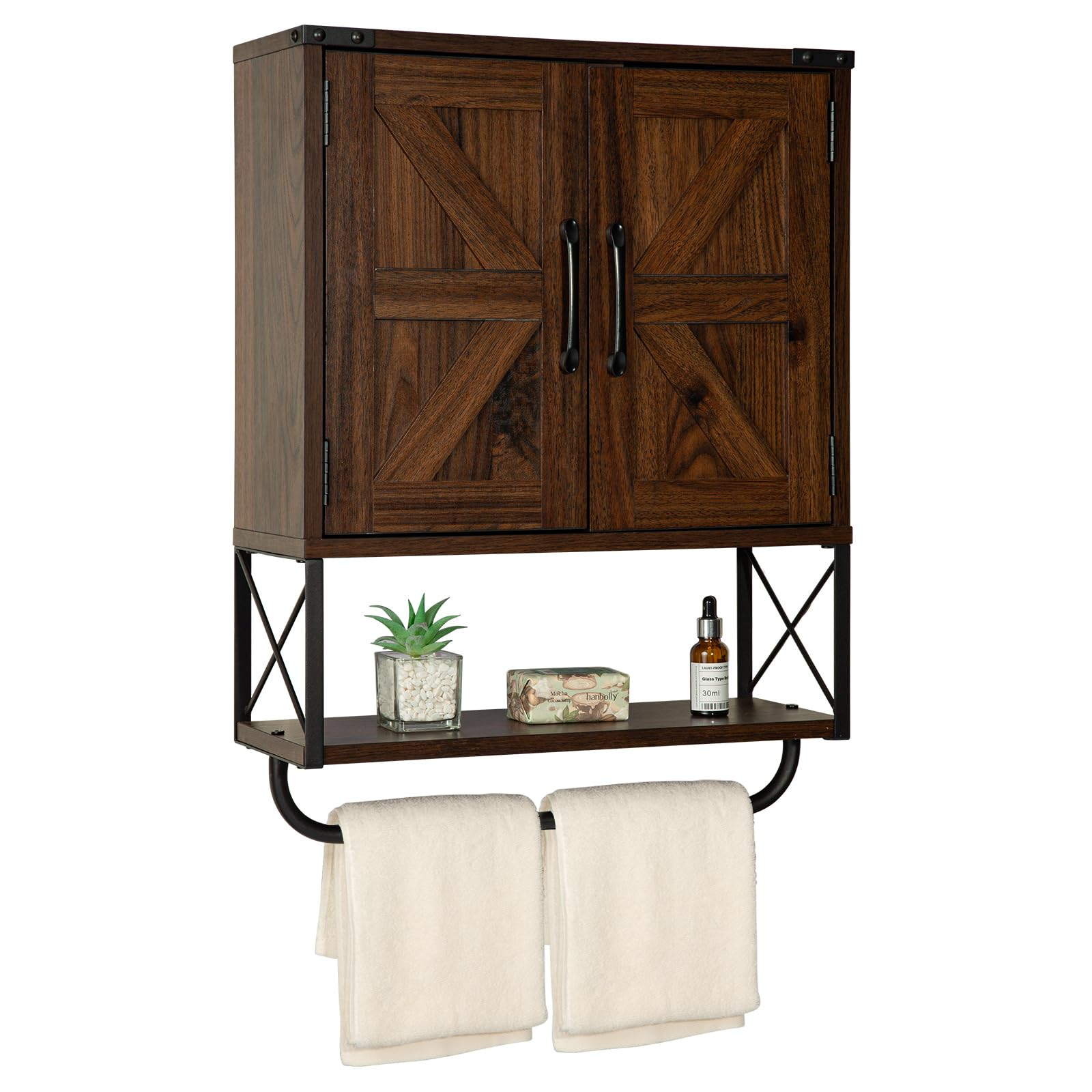 Rustown Farmhouse Medicine Cabinet With 2 Barn Door,Wood Wall Mounted ... in How Toledo's 12 Inch Storage Cabinets Enhance Bathroom and Living Room Organization