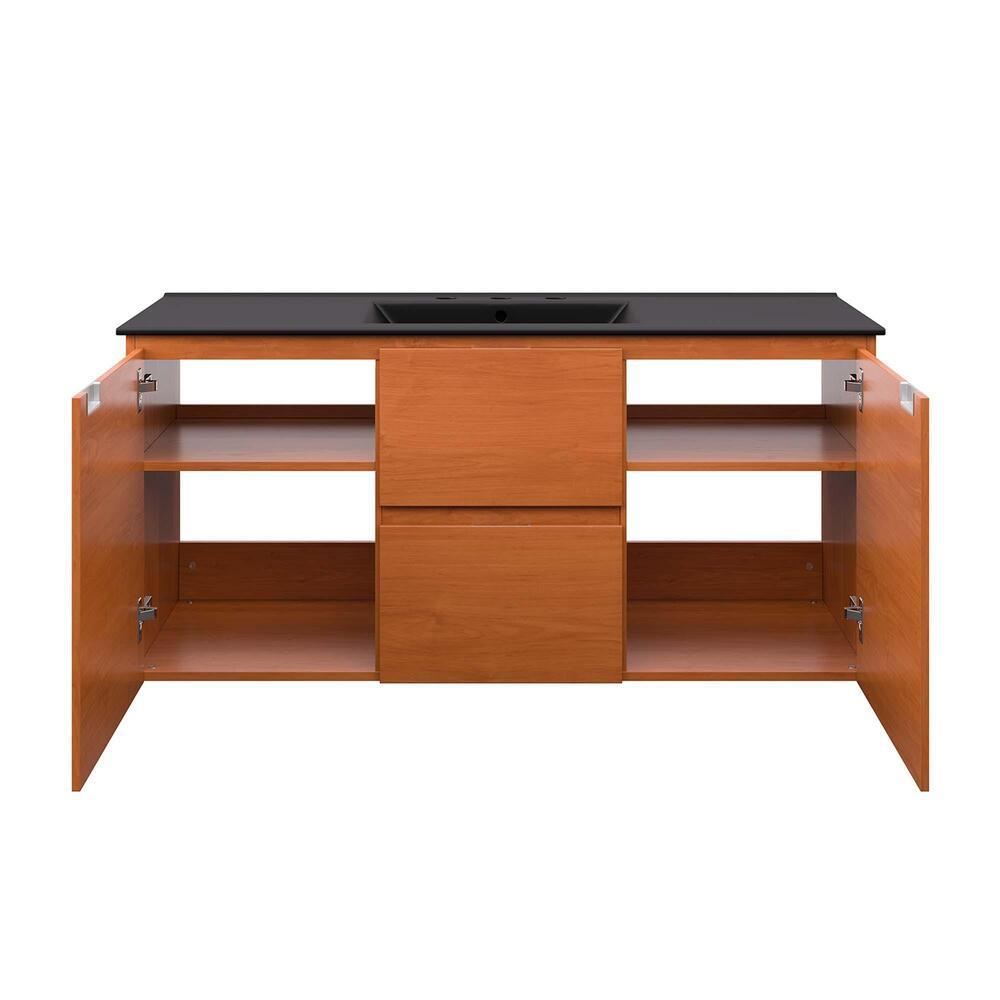 Scenic 48" Wall-Mount Bathroom Vanity In Cherry Black - Modern In Designs throughout Scenic 48" Single Wall-Mount Bathroom Vanity Cabinet