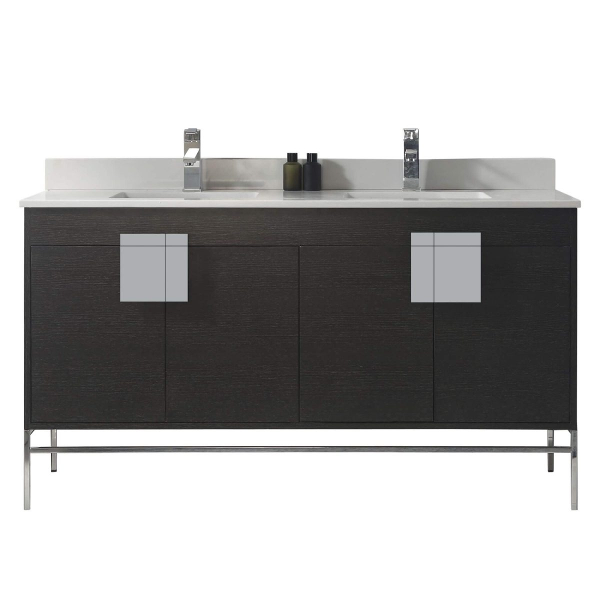 Shawbridge 60" Double Vanity In Walnut With Chrome Hardware regarding Shawbridge Collection Additional Drawers For Bathroom Vanity, Walnut