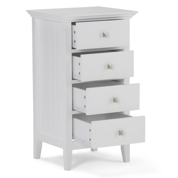 Simpli Home Acadian 32.1 In. H X 18.1 In. W 4-Drawer Floor Storage Bath ... for How four drawer floor cabinets can transform small bathroom spaces