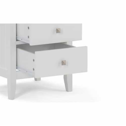 Simpli Home Acadian 4 Drawer Bath Cabinet White Rubberwood Storage ... throughout Acadian 32.1" H X 18.1" W Four Drawer Floor Storage Bath Cabinet In Pure White