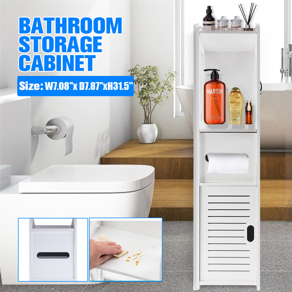 Small White Bathroom Floor Cabinet Portland Single Door Single Drawer inside Acadian 32.1" H X 18.1" W Four Drawer Floor Storage Bath Cabinet In Pure White