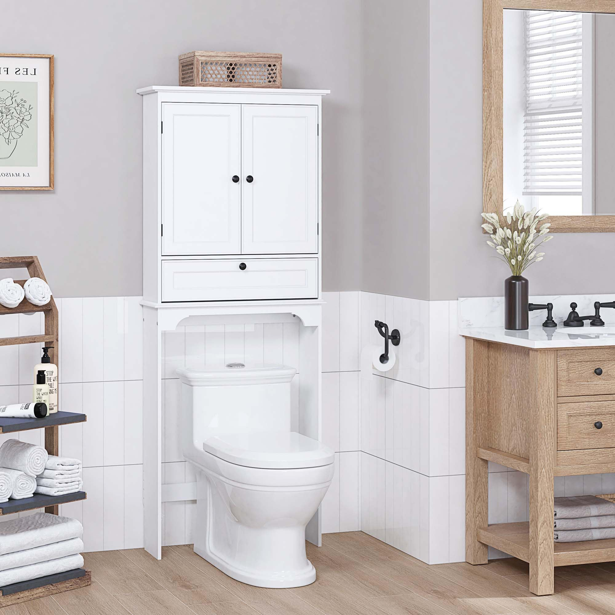Spirich Over The Toilet Storage Cabinet, Bathroom Above Toilet Storage ... pertaining to Vega Over The Toilet Bathroom Storage Cabinet, White