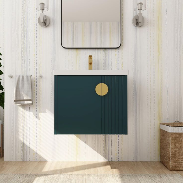 Ssline 24" Wall-Mount Bathroom Vanity Modern Floating Bathroom Vanity ... within Design Tips for Small Spaces with Wall-Mount Vanities