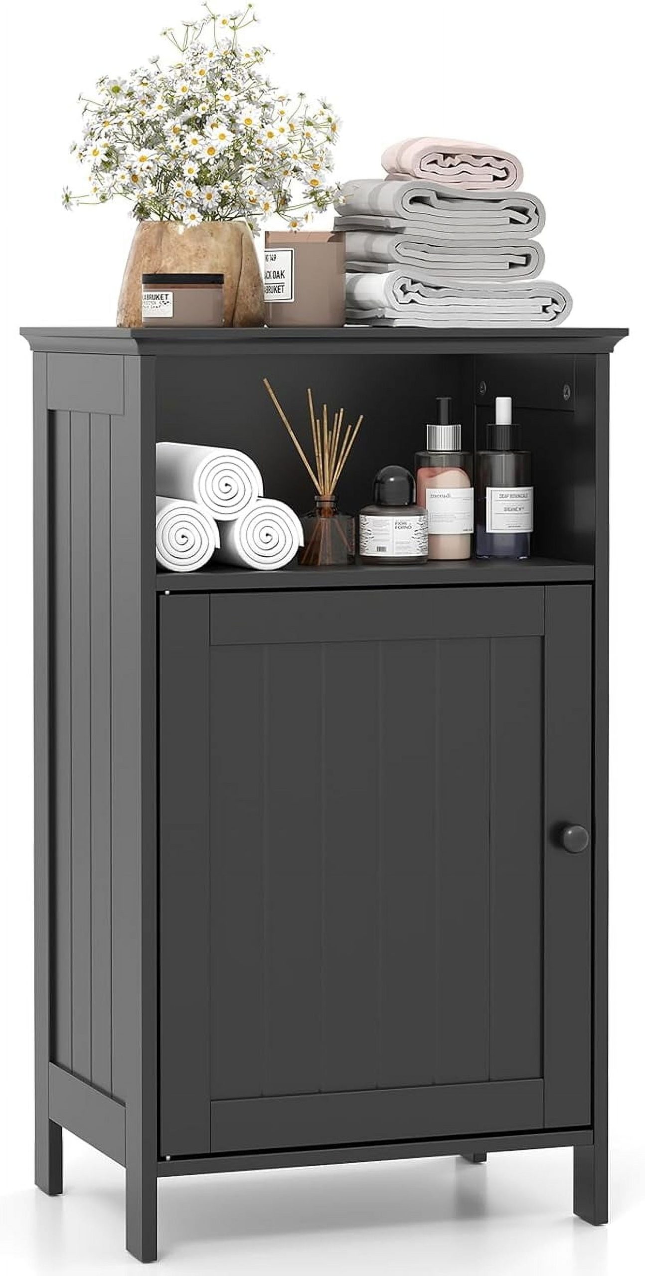 Staple Bathroom Storage Cabinet, Freestanding Wooden Single Door Side ... throughout Maximizing Space with Freestanding Linen Cabinets