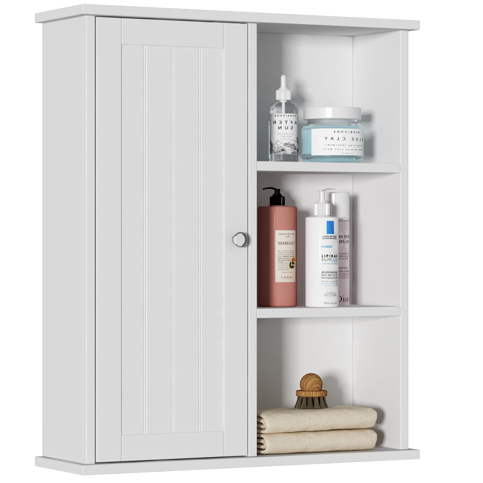 Treocho Bathroom Wall Cabinet, Medicine Cabinet With Door And Open ... regarding Design Tips for Incorporating White Storage Cabinets Into Any Bathroom