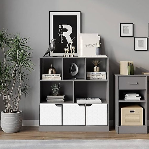Urbnliving Asymmetrical 8 Cube Grey Bookcase Freestanding Storage Unit ... intended for Maximizing Your Storage Potential with Aeri Gray Freestanding Units
