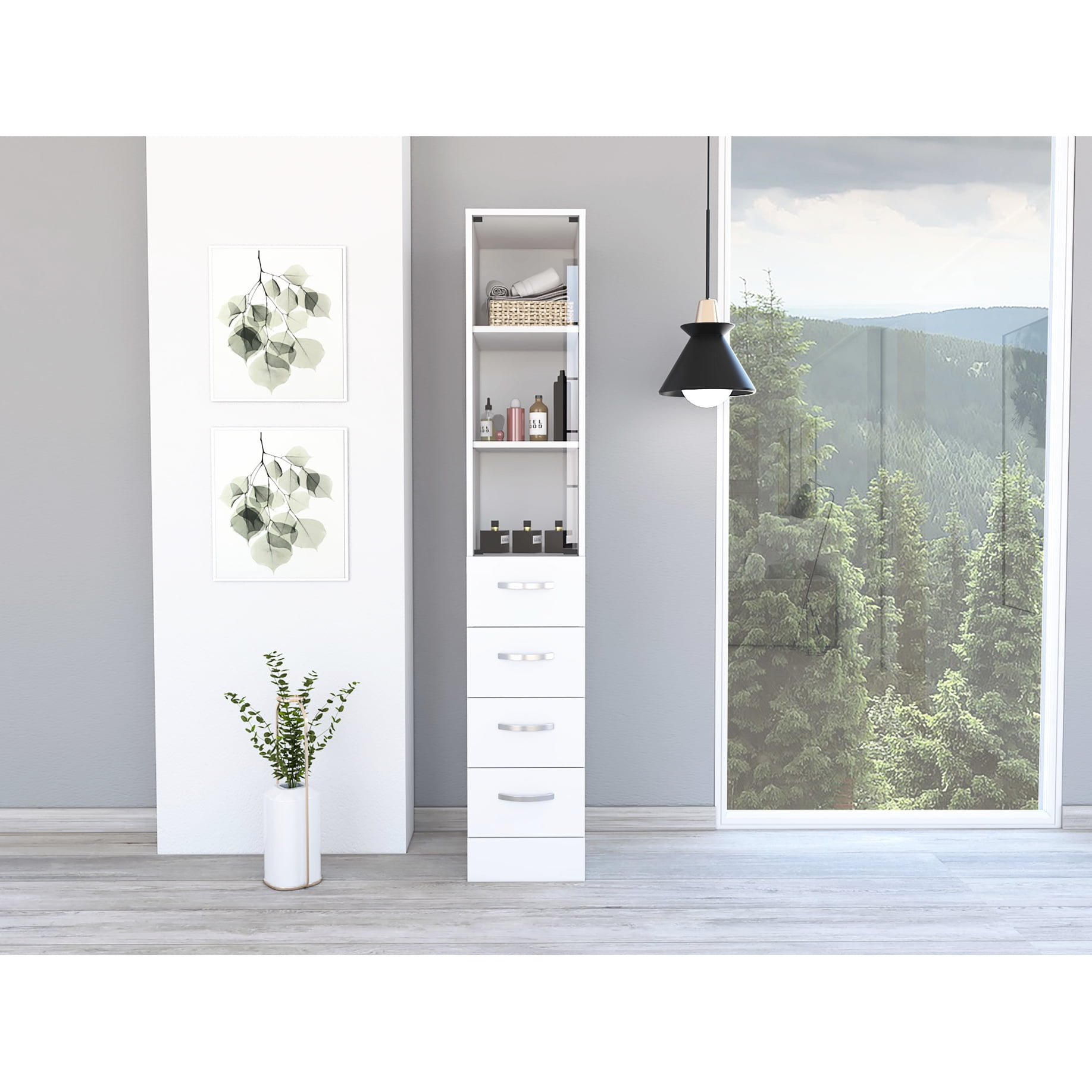 Vanguard Linen Cabinet In White Color, 4 Drawers 3 Shelves, 72''H 10.74 ... throughout Wlf2221 Linen Cabinet, White