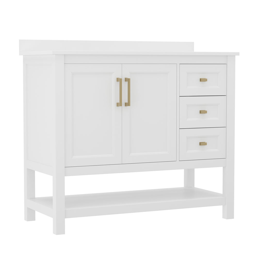 Vega 42 Inch Bathroom Vanity With Sink, Storage Cabinet With Soft Close ... regarding Vega Bathroom Storage Cabinet, White