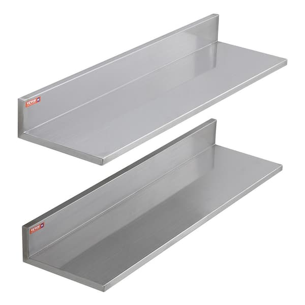 Vevor Stainless Steel Shelf 8.6 In. X 30 In. Wall Mounted Floating ... inside Aeri Double Shelf Wall Mount Aluminum Structure