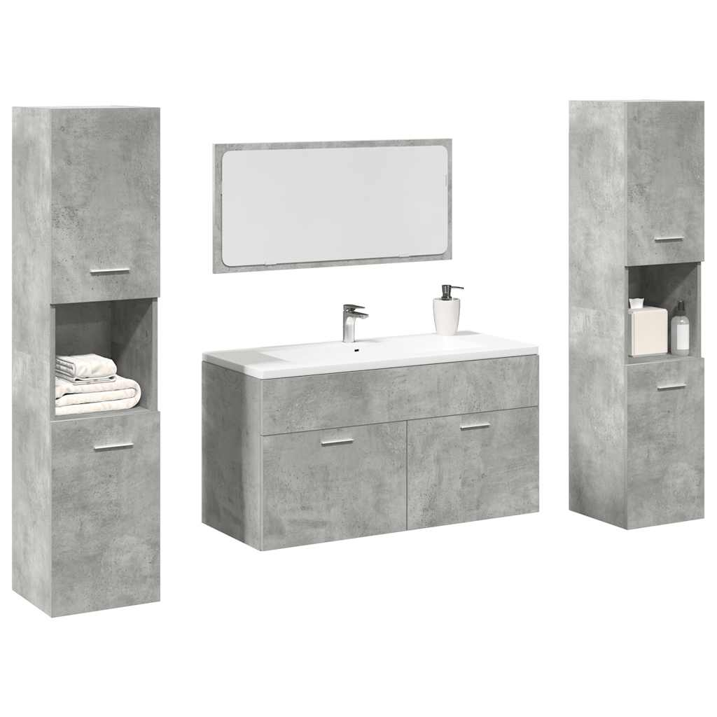 Vidaxl 4 Piece Bathroom Furniture Set Concrete Grey Engineered Wood ... regarding Exploring the Natural Beauty of Water Hyacinth in Bathroom Accessories