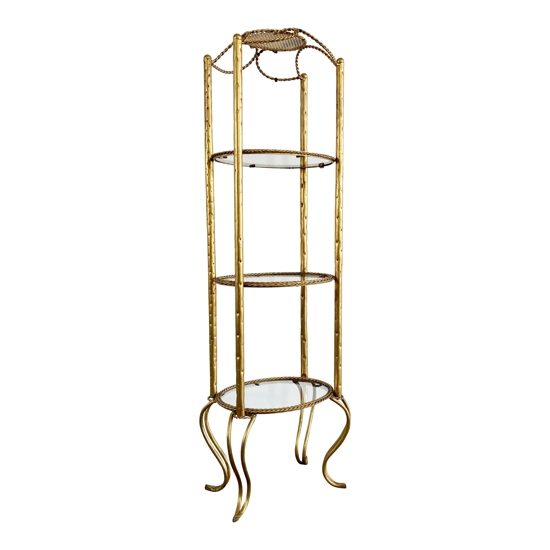 Vintage Italian Gold Gilt 3 Tier Etagere | Chairish regarding Three Tier Etagere With
