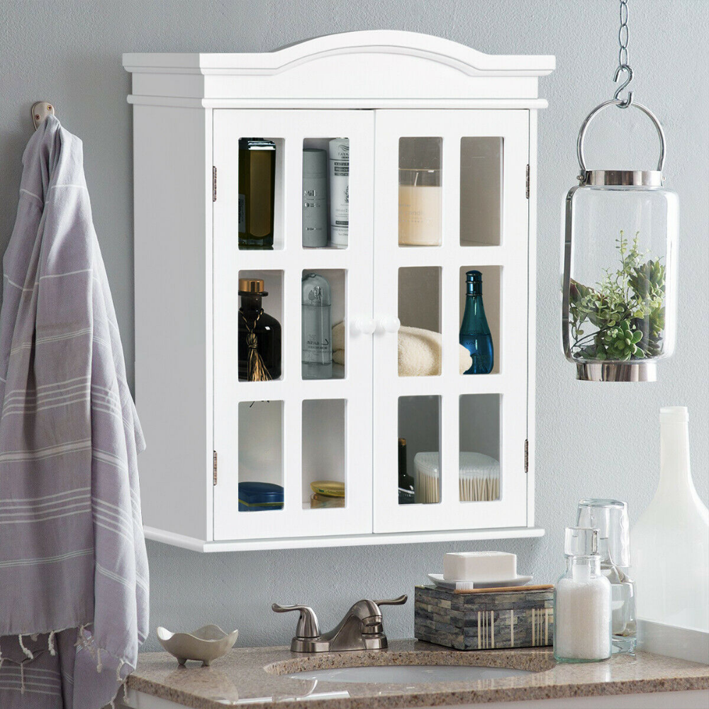 Wall-Mount Bathroom Storage Cabinet Medicine Organizer Double Doors ... intended for The Hidden Art of Streamlining Your Bathroom with Wall-Mounted Units