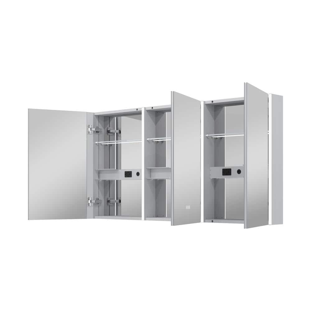Wellfor Chic 60 In. W X 30 In. H Rectangular Aluminum Surface Mount ... throughout 30" Aluminum Surface Mount Medicine Cabinet, Mirrors And Shelves