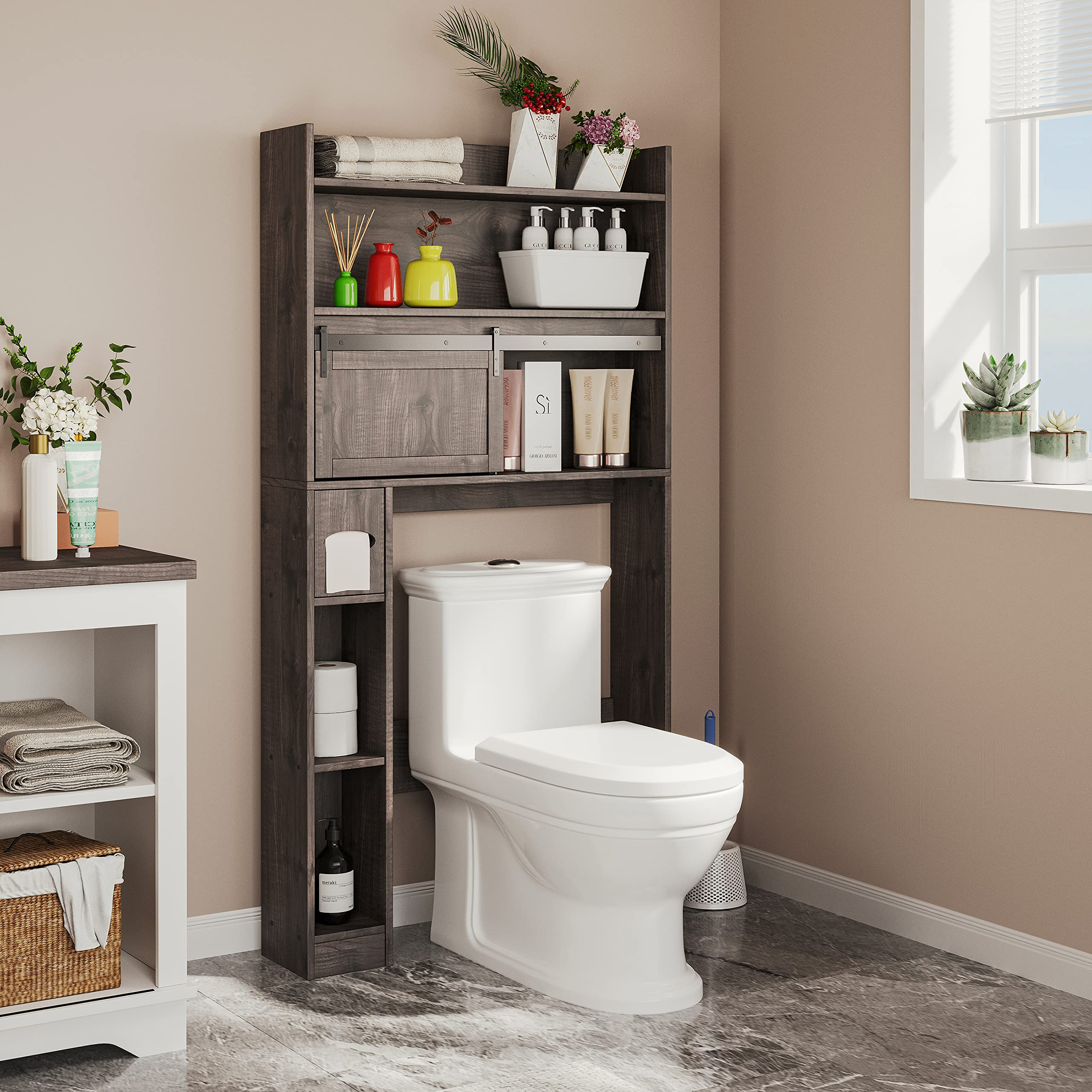 Wooden Over The Toilet Storage Cabinet Drop Door pertaining to Key West Over The Toilet Storage Cabinet In White Ash - Engineered Wood