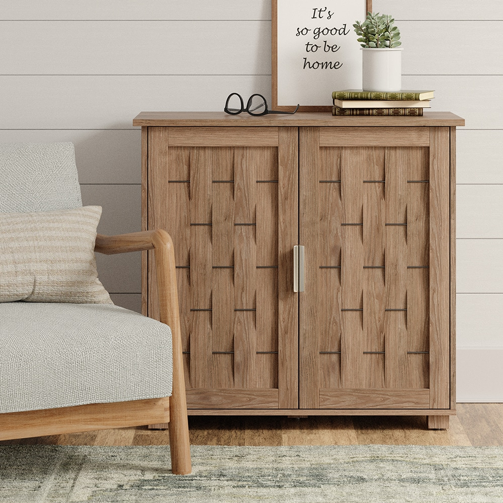 Woven 32In Natural Two Door Cabinet | Whalen Furniture pertaining to The Practical Benefits of Choosing Elegant VF2101 2 Doors Cabinet
